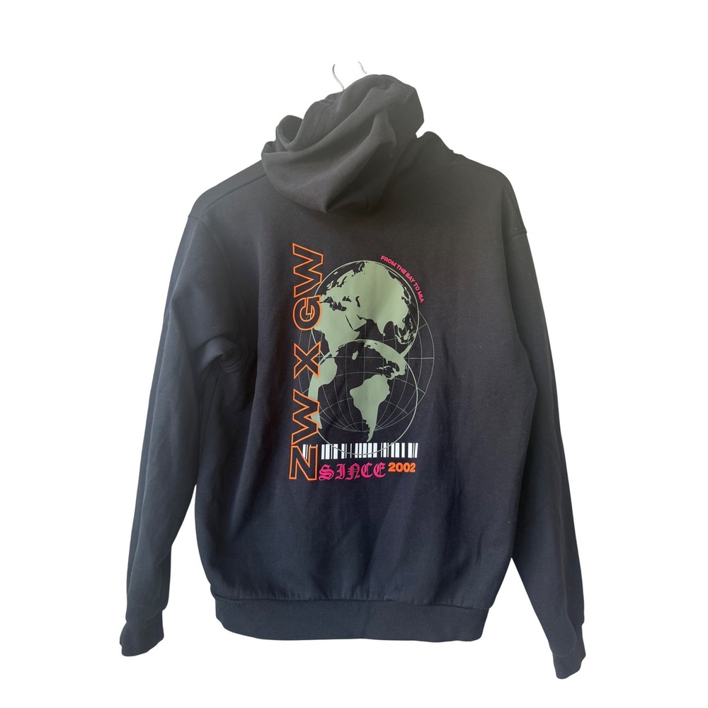 Zumba Wear Black Zip Up Hoodie Womens Size M Graphic Print Global Sweatshirt